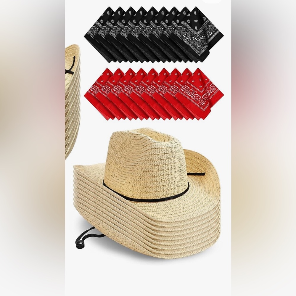 6 SETS cowboy hats and bandannas
